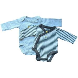 Mac & Moon Long Sleeve Baby Bodysuits Set of Two - Size Newborn